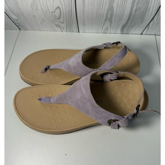 Vionic Anitra Women’s Platform Wedge Thong Sandals Lavender Suede Size 10 Wide - Picture 3 of 8